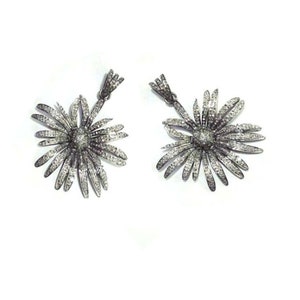 Wholesale Lot 925 Sterling Silver Pave Diamond Pendant, Diamond Flower Pendant Size 40X35mm, Pave Diamond Flower Pendant, Pave Diamond Charm
