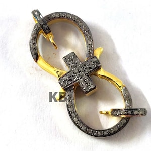 Pave Diamond Lobster Clasp In 925 Sterling Silver, Diamond Lock Clasp, Diamond Infinity Clasp, Pave Diamond Lock, Infinity Lobster Lock