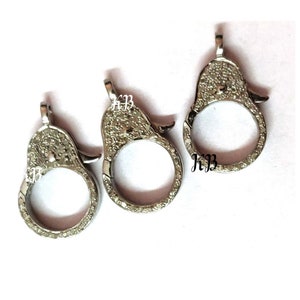 Pave Diamond Lobster Lock: Sterling Silver Clasp (24mmx14mm)