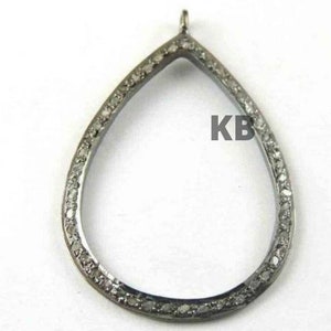 Pave Diamond Pendant, Pave Diamond Pear Pendant, Pave Diamond Shaker, Pear Pendant Size 30X25mm, Pave Diamond Jewelry, Diamond Hoop Pendant