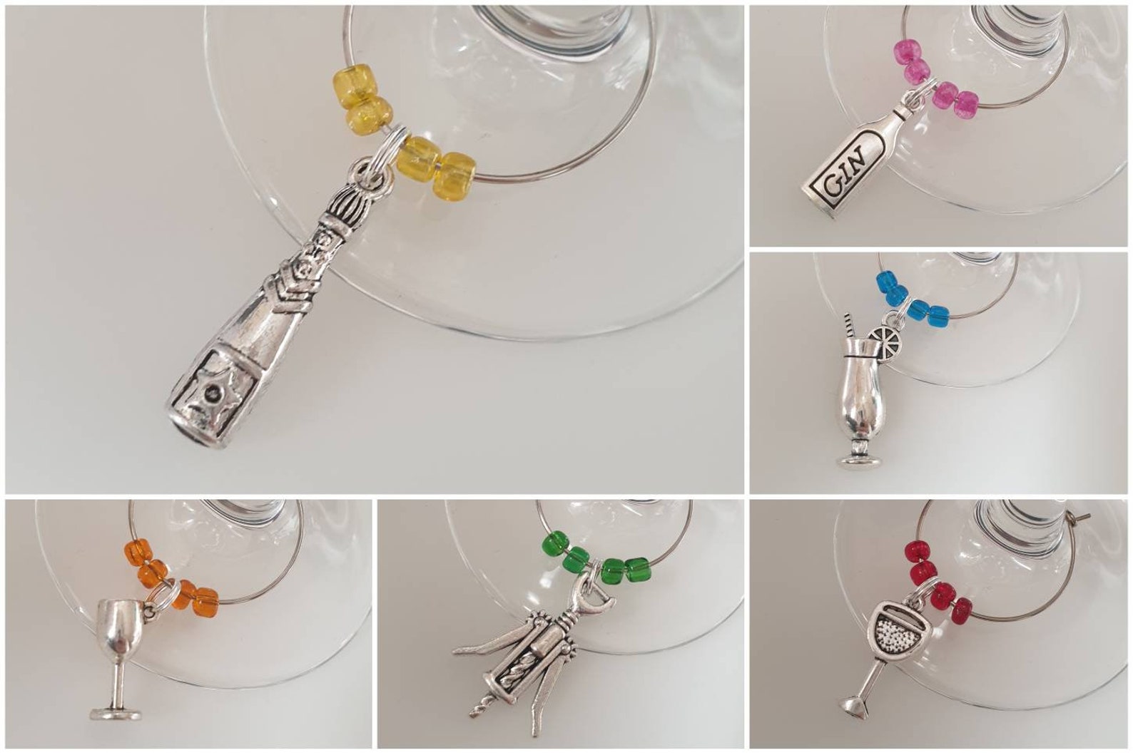 Wine Glass Charms Set of 6 Cocktail Drinks New York Etsy UK