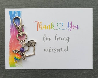 Thank you gift for nurse, doctor, medical staff keyring keychain Guardian Angel - Thanks