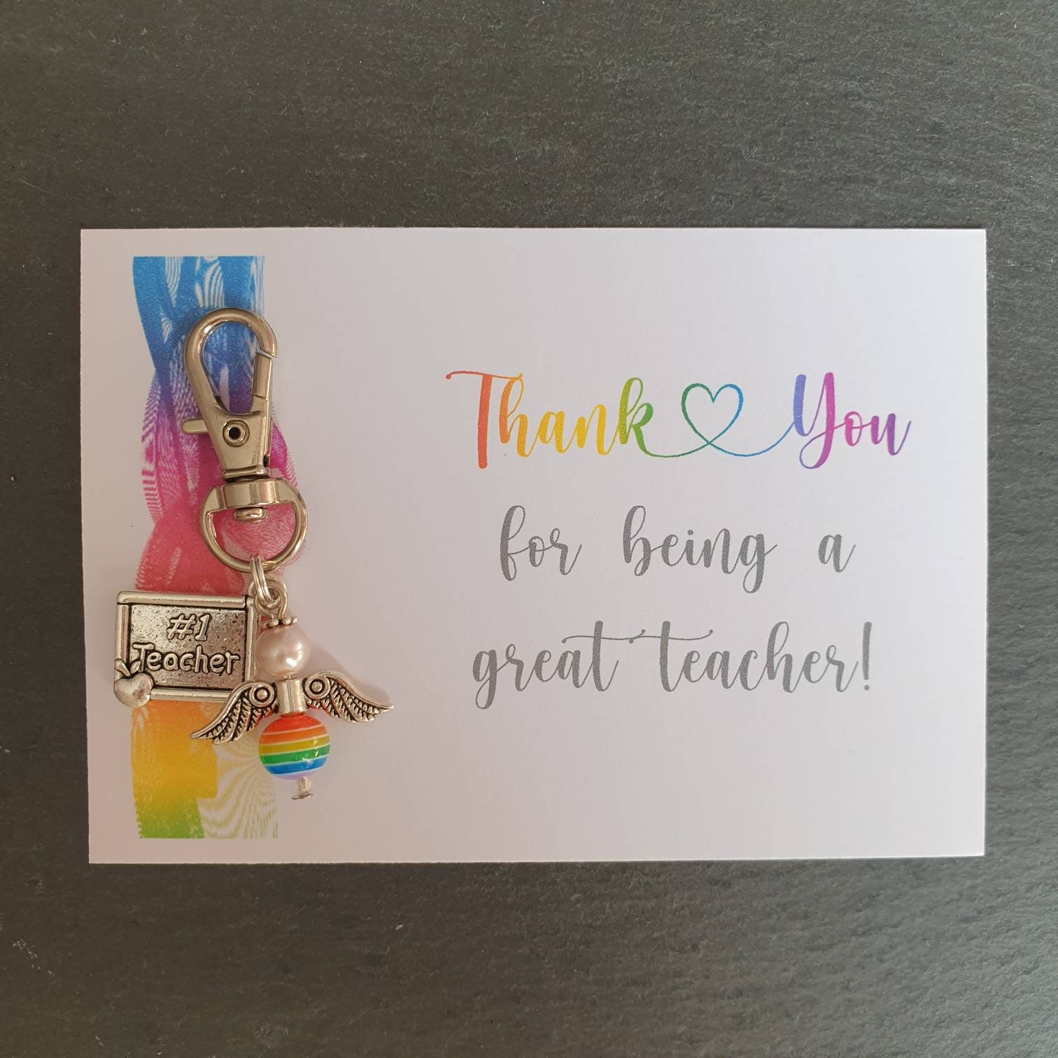 Thank you for being a great teacher keyring, key chain, bag charm