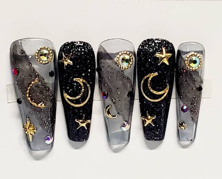 Black Moon/ Press on Nails Moon Sailor Moon Black Lady - Etsy