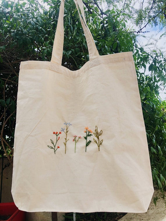 embroidered canvas tote bag