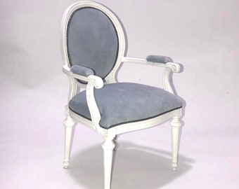 1:6 scale pale velvet covered armchair by JBM