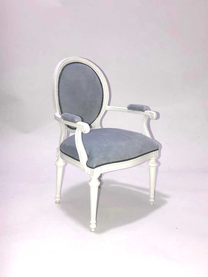 1:6 scale pale velvet covered armchair by JBM image 1