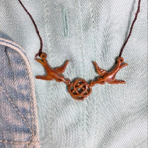Beautiful  handmade wooden pendant necklace - Celtic knot for luck