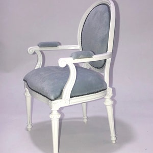 1:6 scale pale velvet covered armchair by JBM image 5