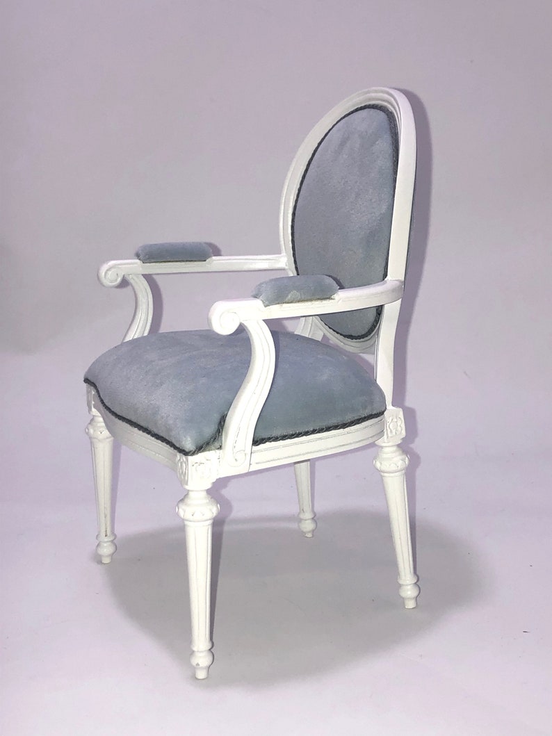 1:6 scale pale velvet covered armchair by JBM image 5