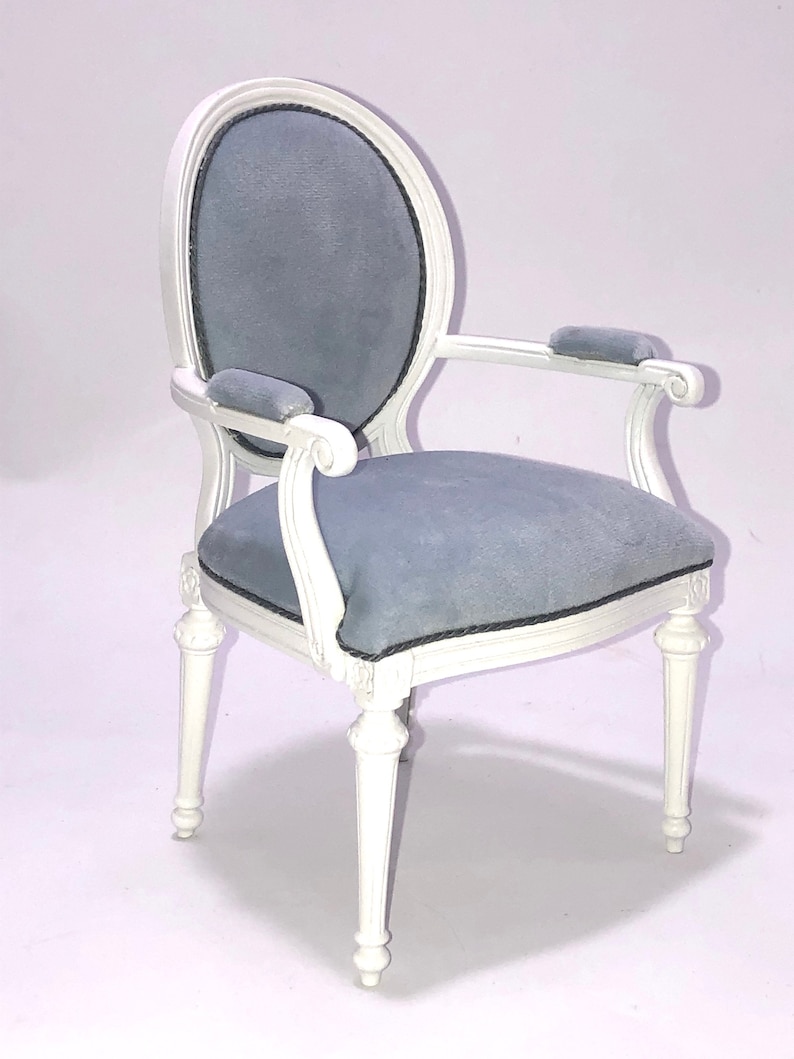 1:6 scale pale velvet covered armchair by JBM image 2