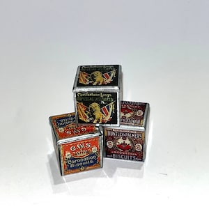 1:12 scale miniature dollhouse kitchen accessories 3 metal canisters