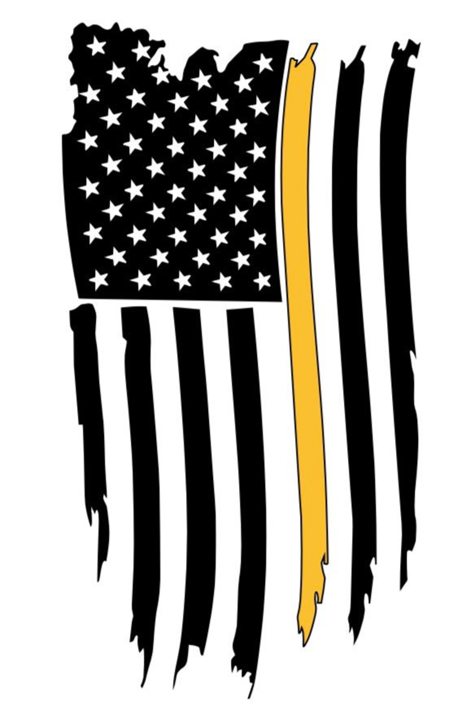 Distressed/weathered thin gold line American flag decal Etsy