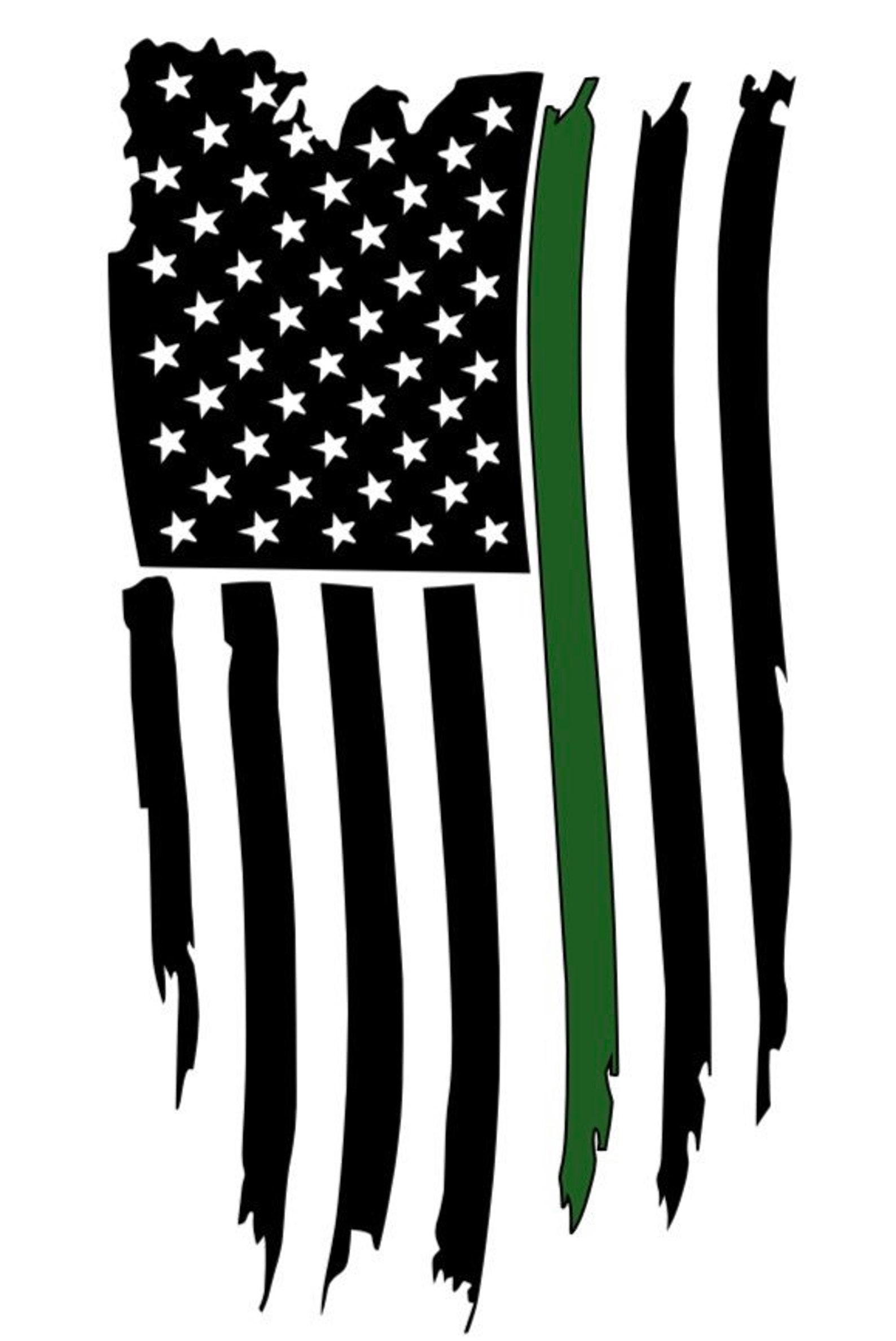 Distressed/weathered thin green line flag Etsy