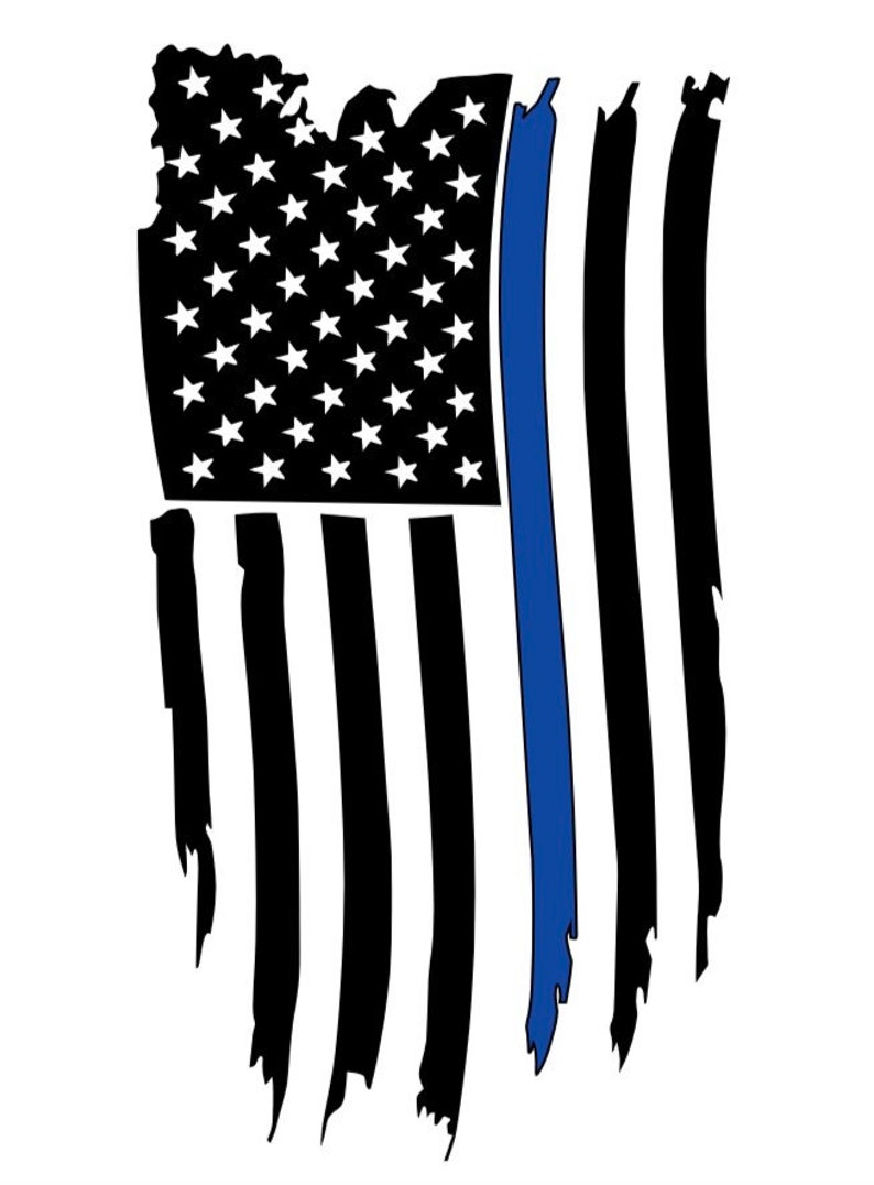 Distressed/weathered thin blue line flag decal Etsy