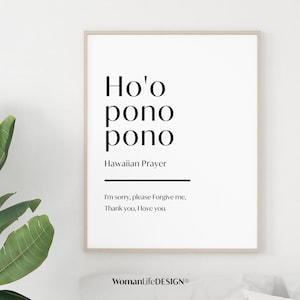 Ho&#39;oponopono Poster I Printable Poster HD I INSTANT DOWNLOAD I Hawaiian prayer I Wall Art
