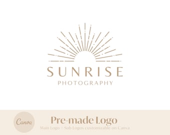 Premade Logo Design I INSTANT DOWNLOAD Logo fully customizable I Logo editable on CANVA I Tropical Lined Logo I Natural and Elegant Branding
