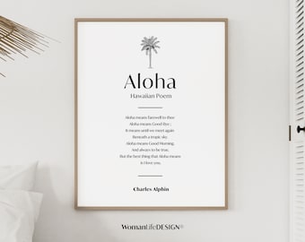 Cartel de Aloha I Cartel imprimible HD I DESCARGA INSTANTE I Poema hawaiano I Arte de pared