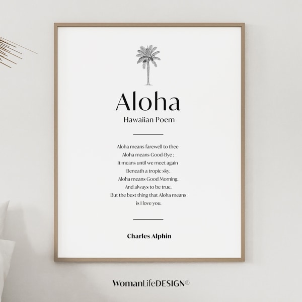 Aloha Poster I Printable Poster HD I INSTANT DOWNLOAD I Hawaiian Poem I Wall Art