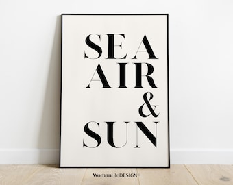 Inspirational Printable Poster HD I Sea Air Sun I INSTANT DOWNLOAD I Summer Time I Beach Inspiration I Tropical Wall Art Natural Home Decor