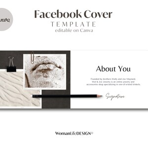 Facebook Cover Template I Editable on Canva I About You I Facebook banner for woman I Social Media Template I Moodboard I Scene creator