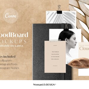 Moodboard Mockups Kit I Fully customizable on Canva I Realistic Moodboard Template I DIY I Social Media templates I Premade Scenes Creator