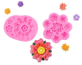 Flowers Silicone Mould Chocolate, Fondant, DIY Candle, Craft, Jewelry, Polymer Clay, Gypsum Diffuser