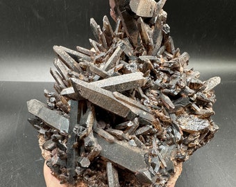 Black Smoky Quartz Cluster / Natural Black Quartz Cluster / Natural Crystal