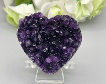 Amethyst Cluster Heart / Natural Crystal / Healing Crystal / Purple Crystal