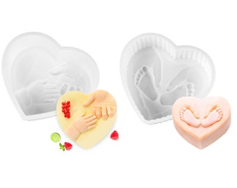 Holding Hands / Baby Foot Heart Shape Silicone Mould Chocolate, Jelly, Pudding, Mousse Cake