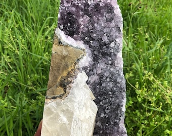 Amethyst With Calcite / Amethyst Cluster / Natural Crystal / Healing Crystal