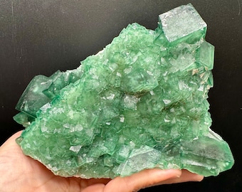 Green Fluorite Cluster / Fluorite Cube Cluster / Natural Fluorite Cluster / Healing Fluorite