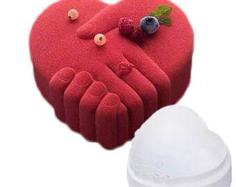 Holding Hands Heart Shape Silicone Mould Chocolate Mousse Jelly Pudding Cake