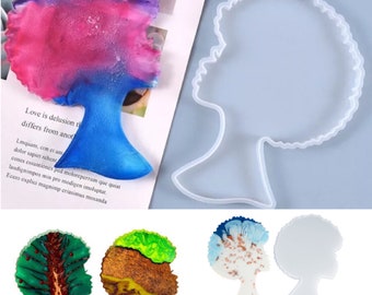 Afro Lady Head Shape Coaster Resin Mould
