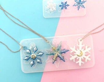 Set of 2 Snowflake Resin Silicone Mould Set DIY Making Craft Jewelry Tool Pendant