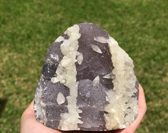 Rare Amethyst With Calcite / Amethyst Cluster / Natural Crystal / Healing Crystal