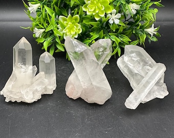 Set of 3 Quartz Crystal Cluster / Natural Quartz Cluster / Healing Crystal