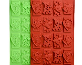 Rectangle Love Heart Chocolate Fondant Silicone Mould