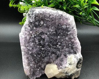 Amethyst With Calcite / Amethyst Cluster / Natural Crystal / Healing Crystal / Purple Crystal