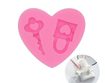 Key Lock Silicone Mould for Chocolate, Fondant, DIY Craft, Jewelry, Polymer Clay , Crystal Epoxy, Gypsum Diffuser