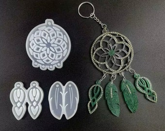 Set of 4 Dream Catcher Resin Mould DIY Earring Pendant decoration