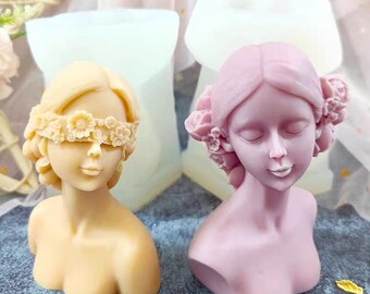 Flower Blindfolded Lady / Closed eyes Lady Silicone Mould