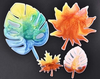Set of 2 Leaf / Maple Leaf Coaster Tray Resin Silicone Mould