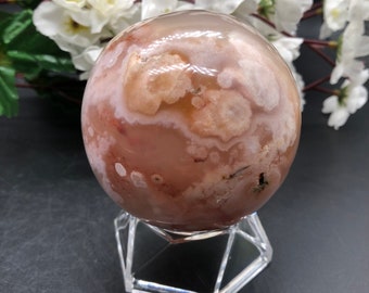Flower Agate Sphere / Cherry Blossom Agate / Sakura Agate