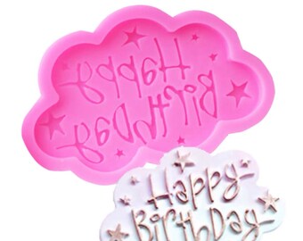 Happy Birthday Silicone Mould for Chocolate, Fondant, Cake, DIY Craft Making