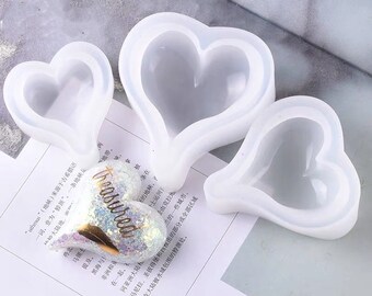 Set of 3 Heart Shape Resin Mould DIY Craft, Decor, Key Charm