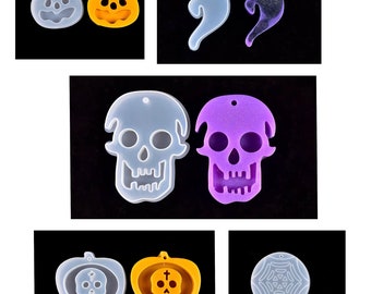 Set of 5 Halloween/ Skull/ Pumpkin/ Ghost/ Spider Web Resin Mould