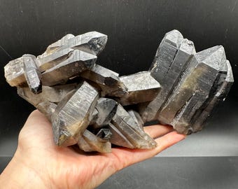 Black Smoky Quartz Cluster / Natural Crystal
