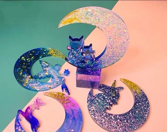 Moon Cats/Angel/Unicorn/Deer Resin Silicone Mould  DIY Craft, Decor Pendant