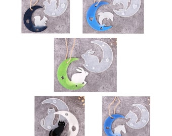 Moon Animal Resin Mould DIY Craft Decor Pendant